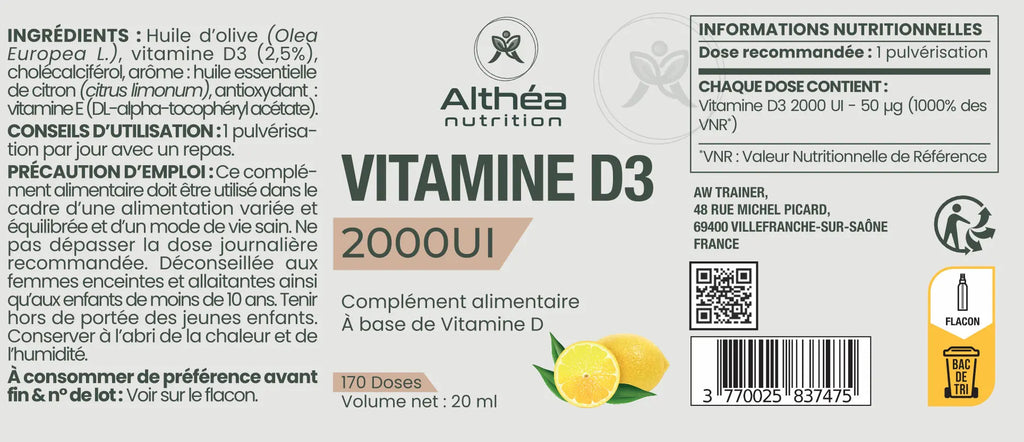 Vitamine D3 Spray 2000 UI - Althéa Nutrition 